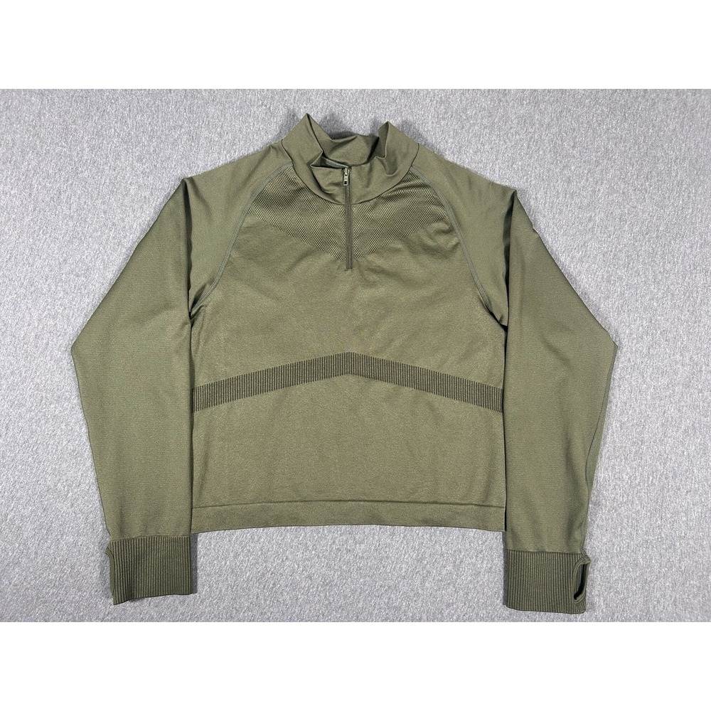 NWT PINK Active Olive Green Seamless‎ Quarter Zip Pullover Size XL